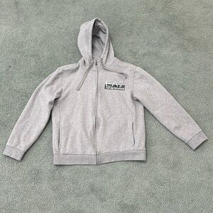 Emporio Armani Men’s XL Drawstring Hoodie Gray Logo Zip